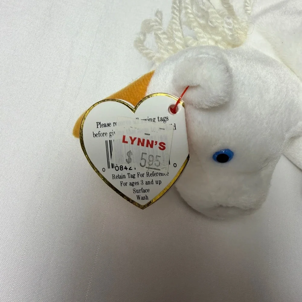 Ty Beanie Babies Mystic the Unicorn Set of 2 Style 4007 White Yarn Mane Vintage